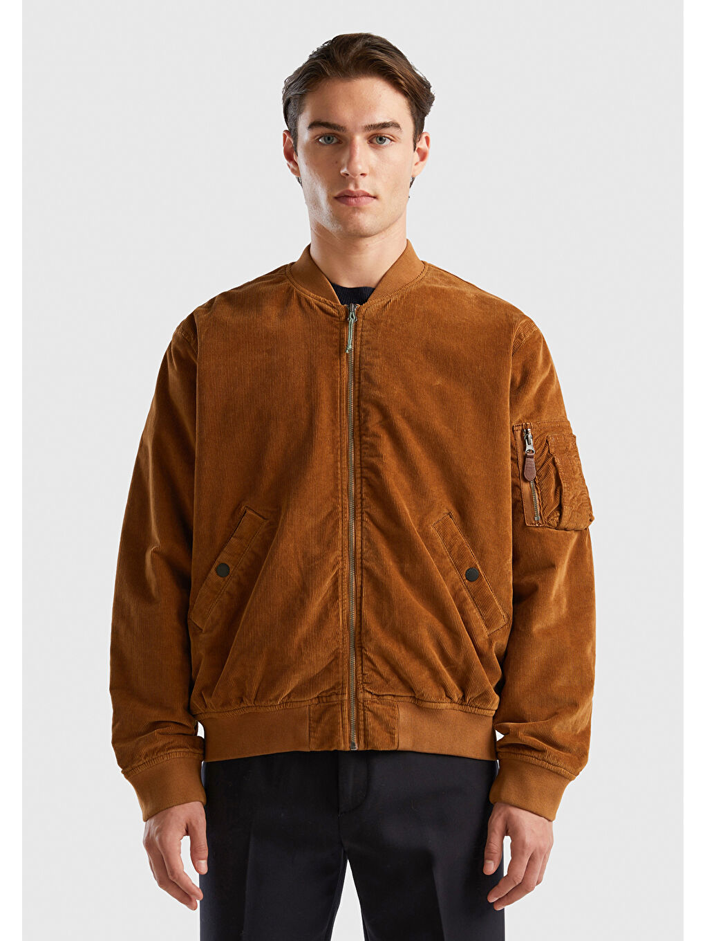Unisex Kahverengi Bomber Ceket-5