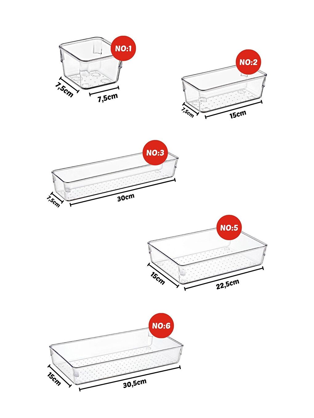 Nandy Home Şeffaf 7 Parça Çekmece İçi Punto Drawer Düzenleyici Organizer ŞEFFAF - 1