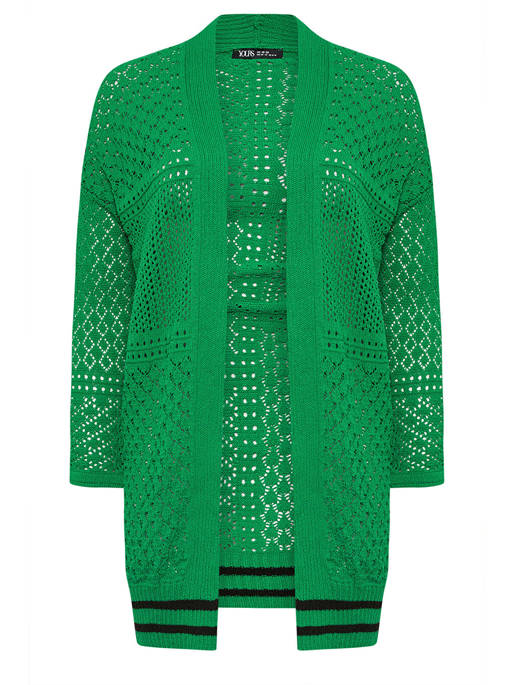 Yeşil Büyük Beden Uzun Kollu Önü Kapamasız Uzun Dantel Hırka 302325-5