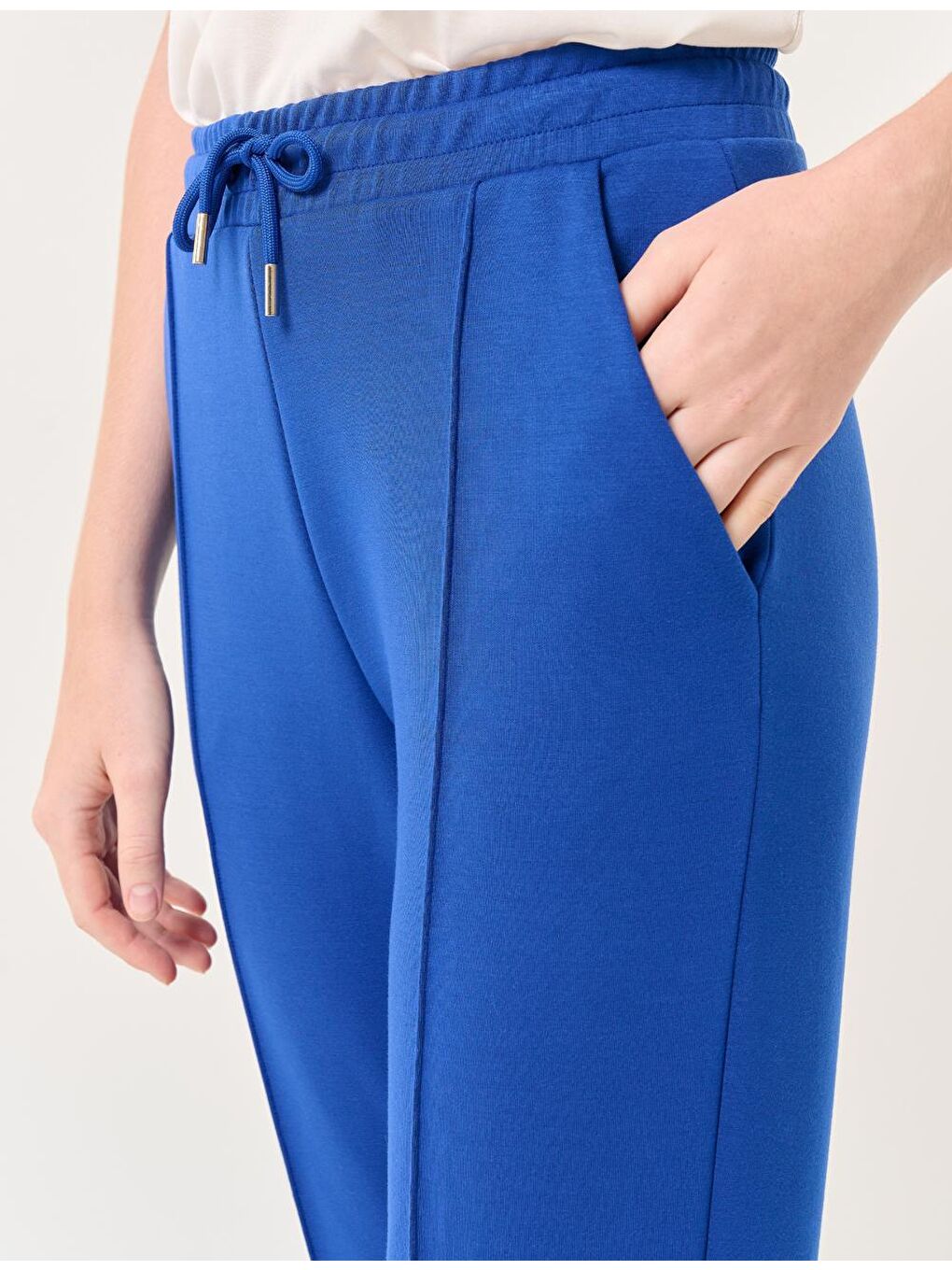 Mavi Saks Yüksek Bel Dar Paça Cepli Jogger Pantolon-1