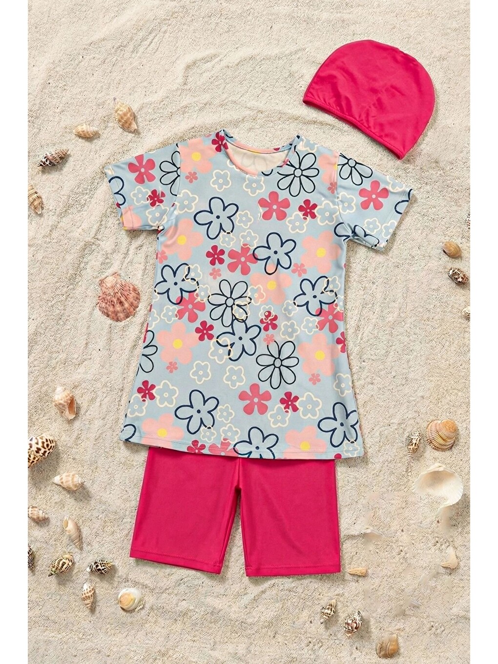 Mavi Daisy Bloom Kız Çocuk Mayo Takımı-5