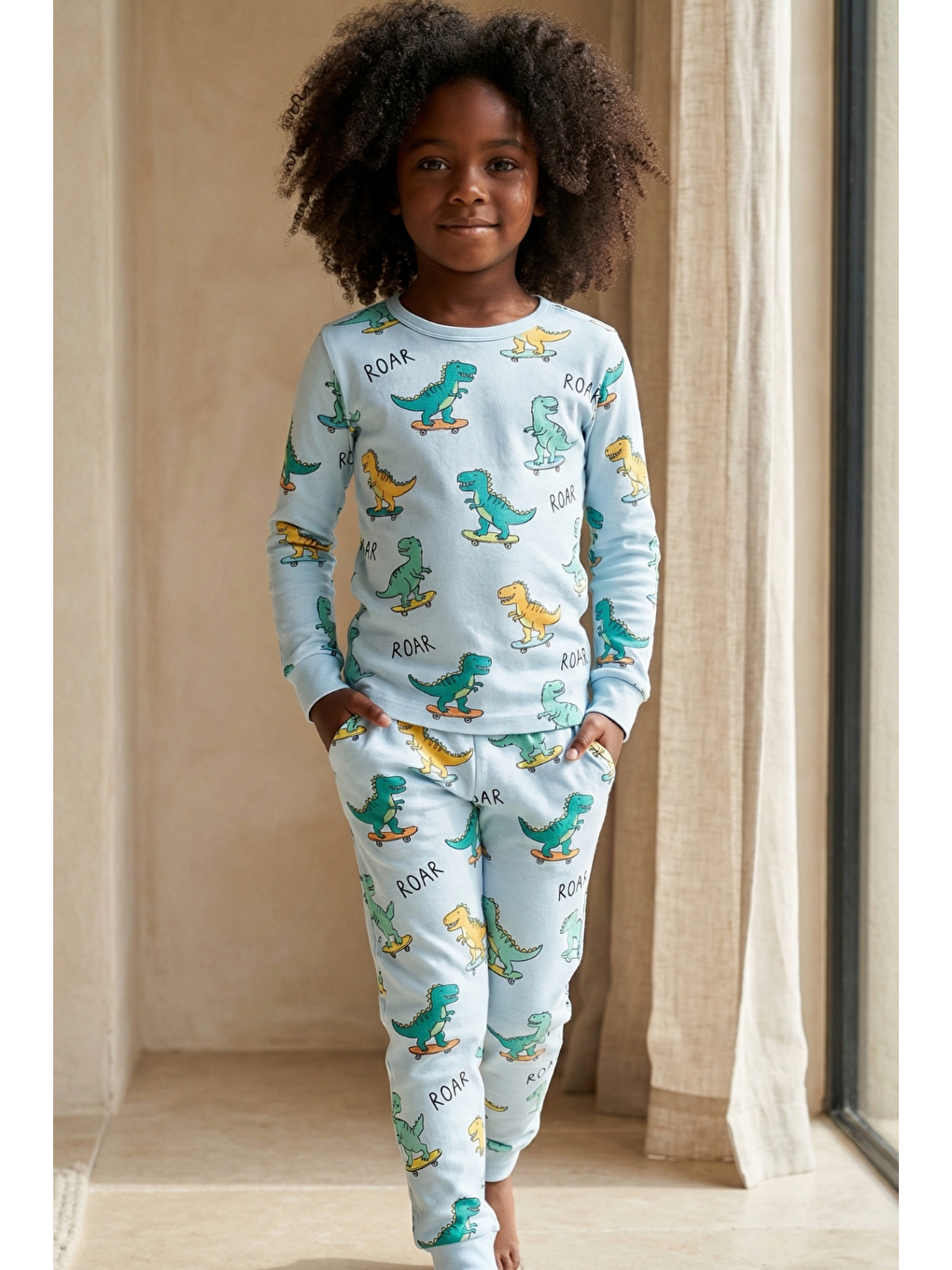 Karışık Erkek Çocuk Dinozor Desenli Pijama Takımı