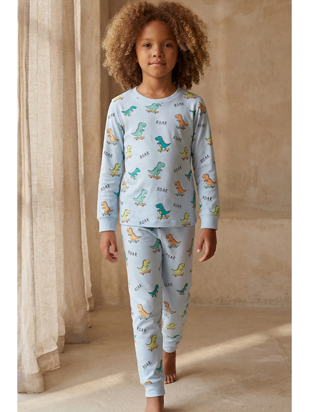 Karışık Erkek Çocuk Dinozor Desenli Pijama Takımı-1