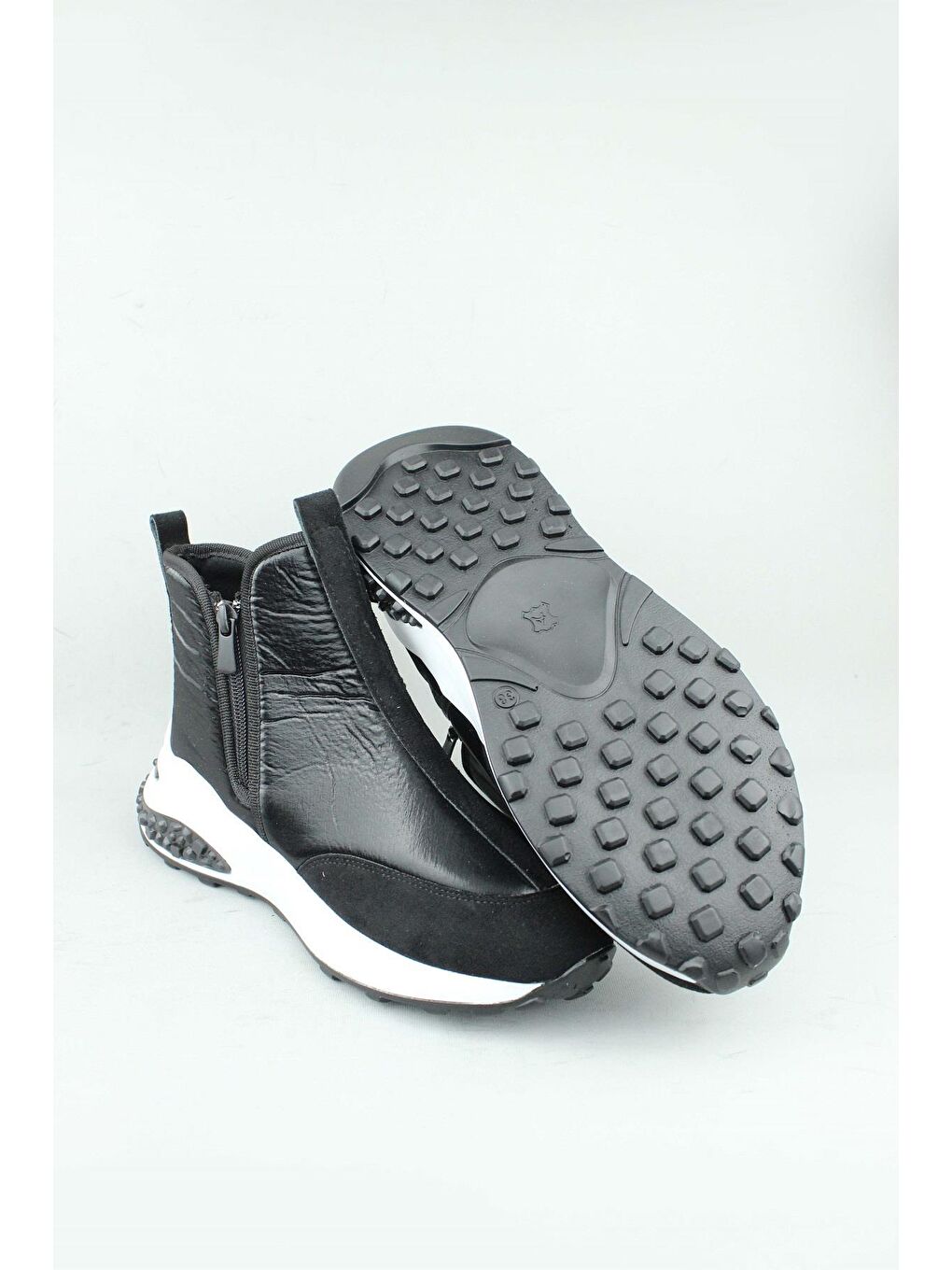 Siyah 155.029 Kadın Fermuarlı Kumaş Kışlık Bot Kadın-4