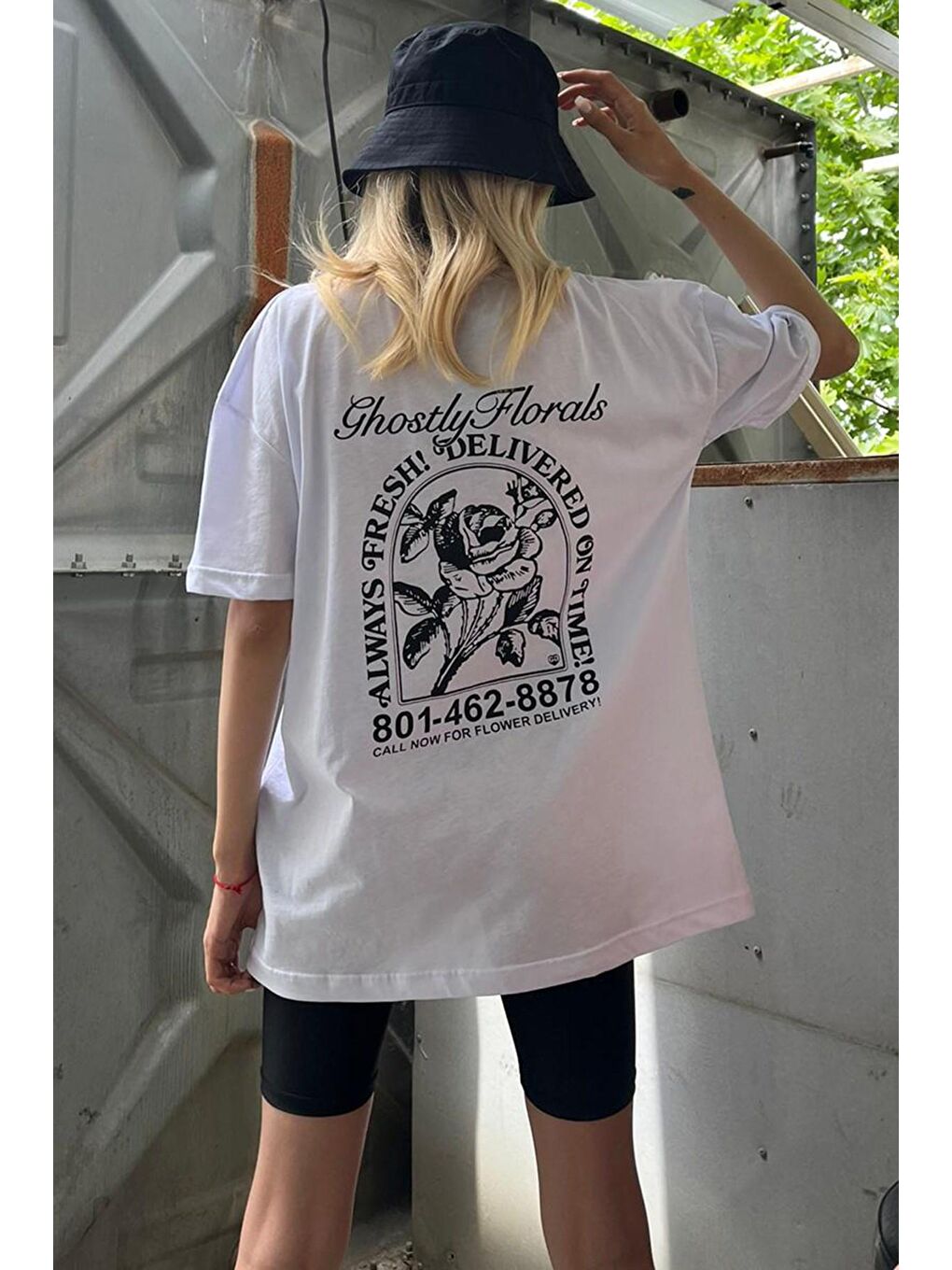 Beyaz Baskılı Oversize Tişört Mg1513-4