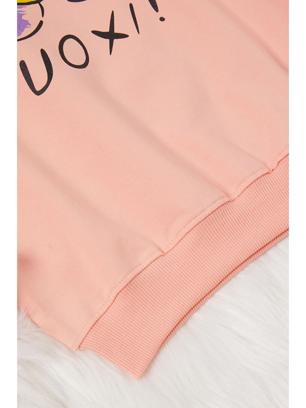 Pembe Somon Papatya Baskılı Kız Çocuk Sweatshirt 17014-2