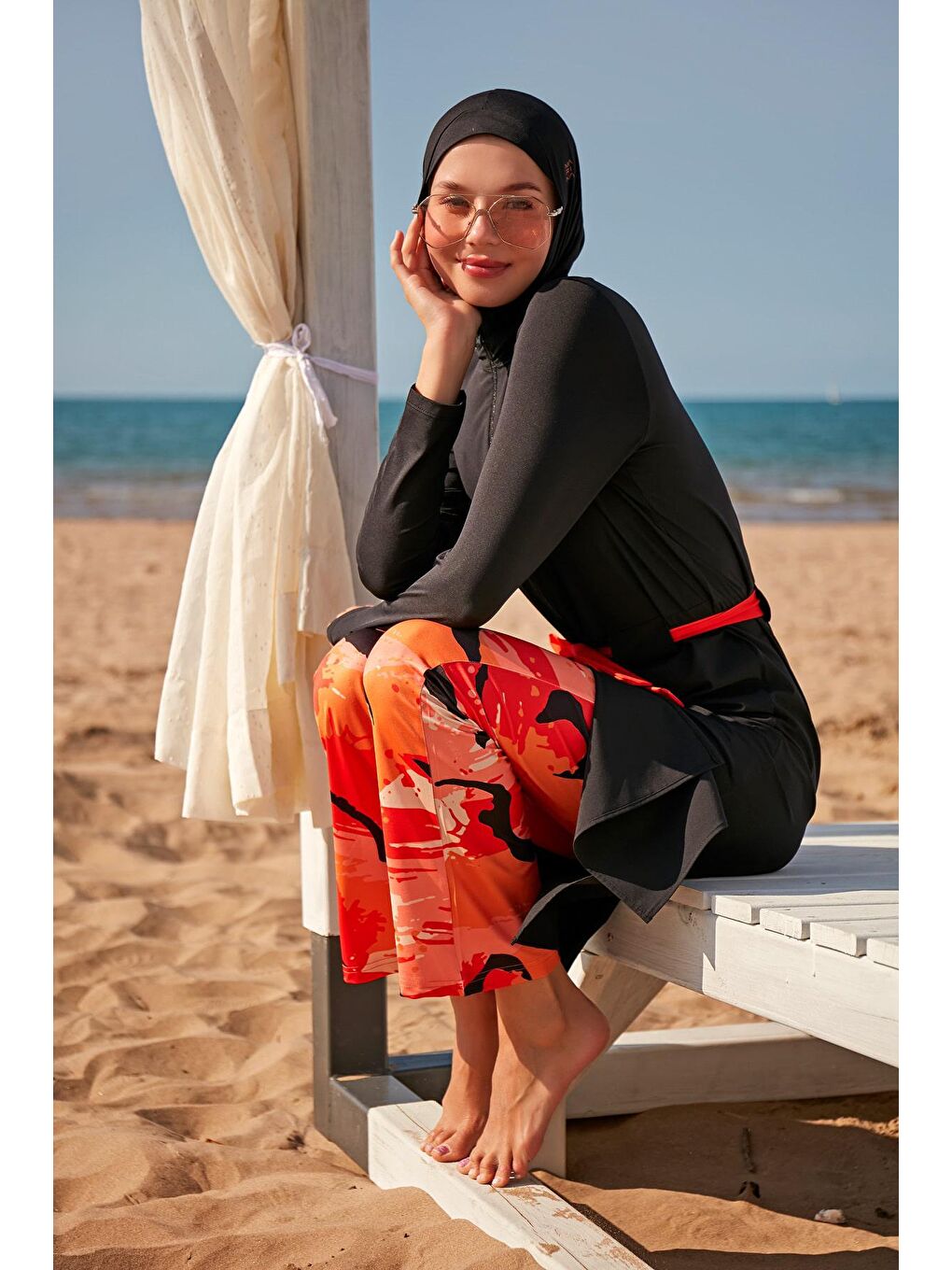 Paraşüt Siyah Tam Kapalı Tesettür Mayo M2311-1