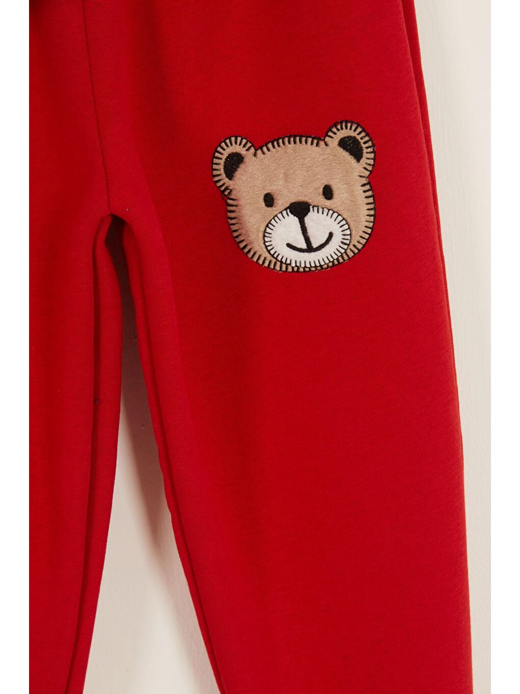 Kırmızı Erkek Çocuk Sevimli Ayıcık Temalı Şardonlu 3 İplik 2'li Takım-2