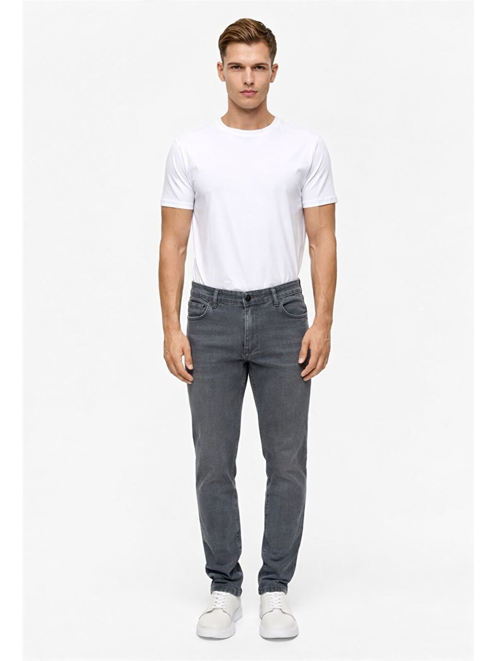 Gri Slim Denim Jean Pantolon