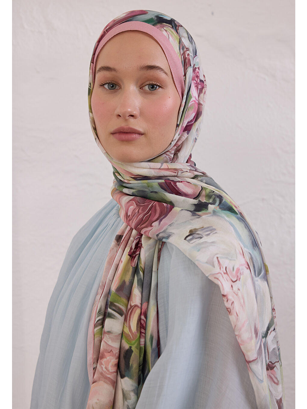 Nerıssa Desen Rami Şal Soft Pembe-3