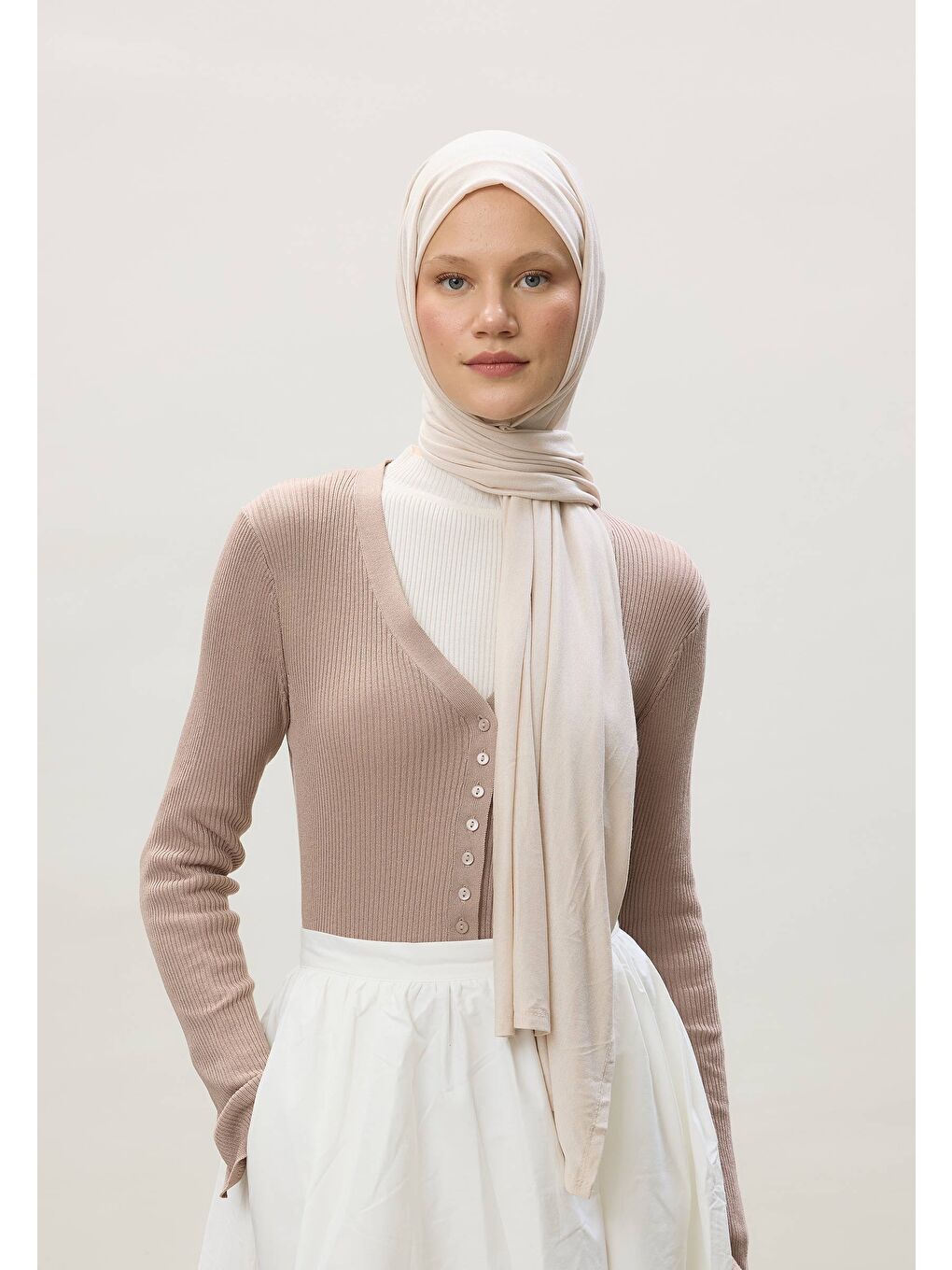 Kahverengi Penye Şal Fildişi-2