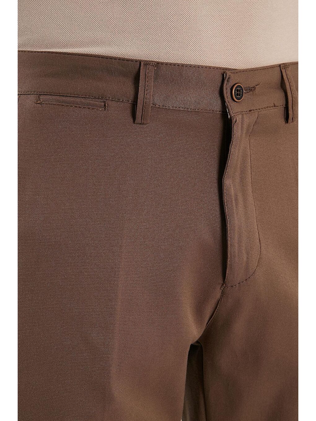 Bej Pamuklu Normal Bel Regular Fit Düz Paça Erkek Pantolon 613HISAR-4