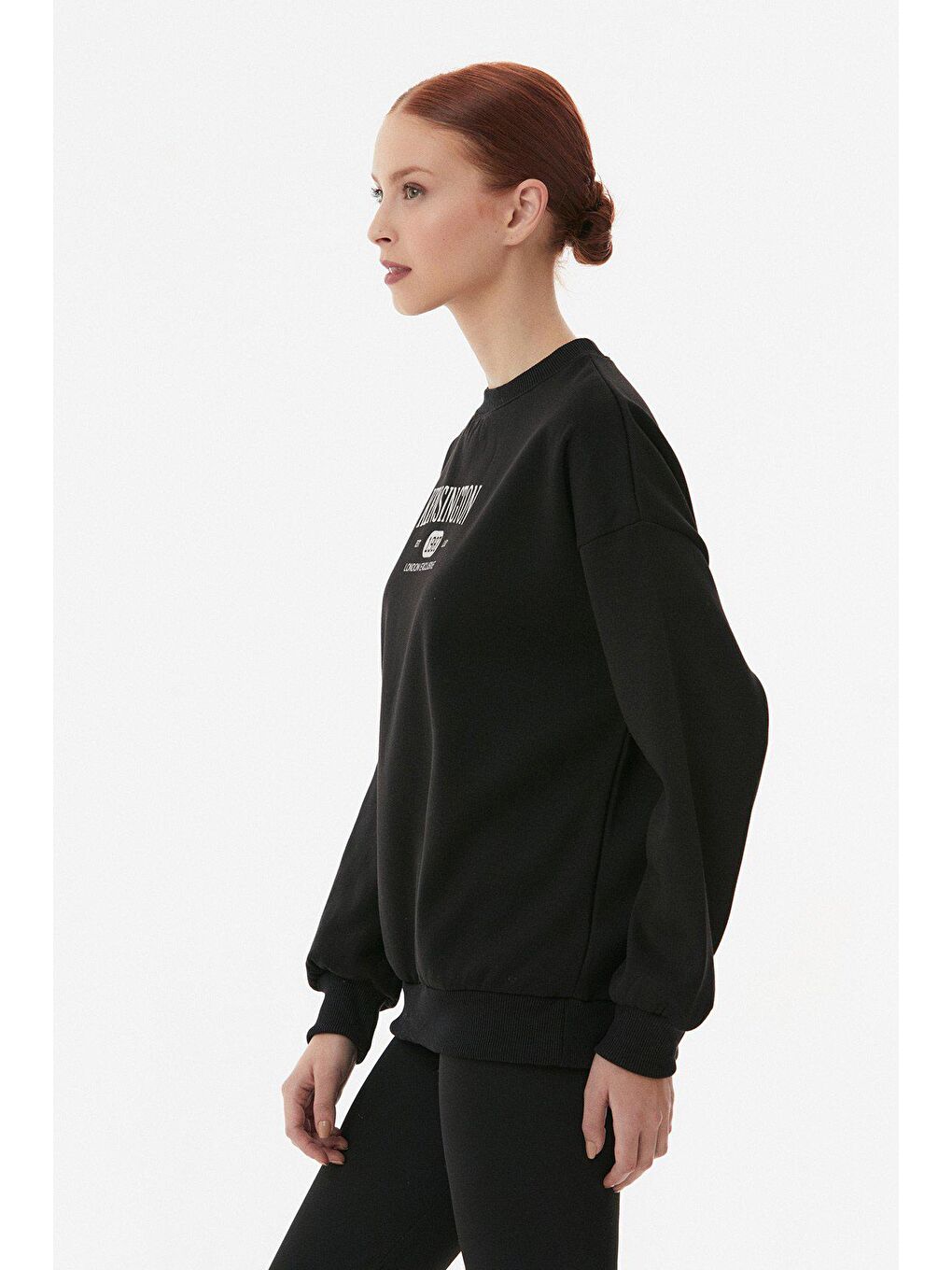 Fullamoda Siyah Kensington Yazılı Oversize Sweatshirt - 3