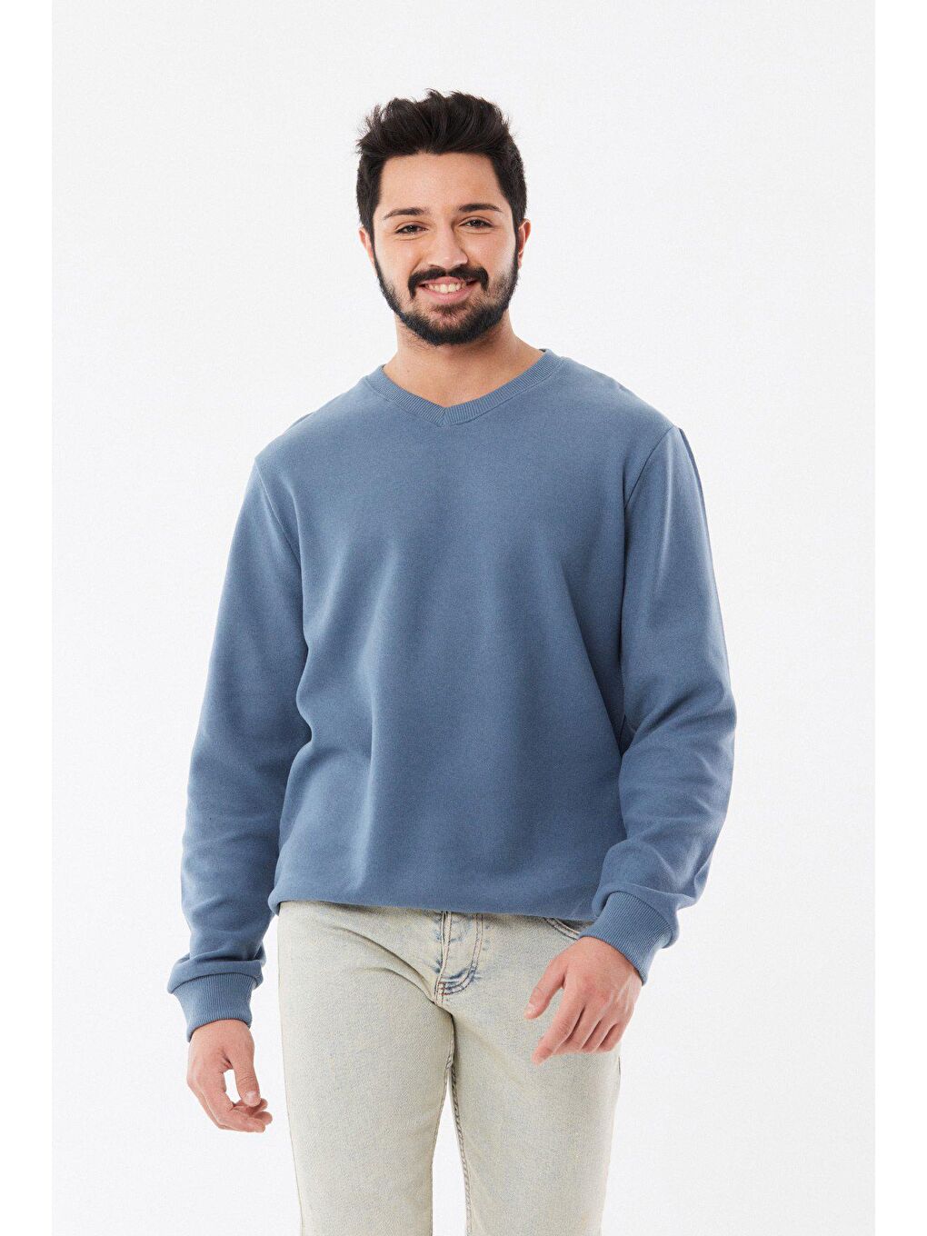 İndigo Basic V Yaka Sweatshirt-3