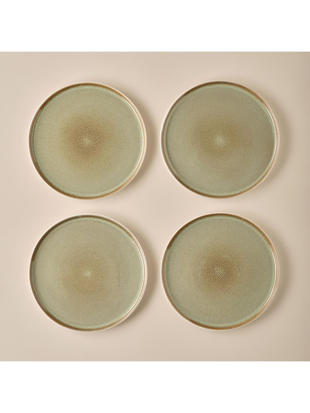 Glaze Stoneware Servis Tabağı 4'lü Yeşil