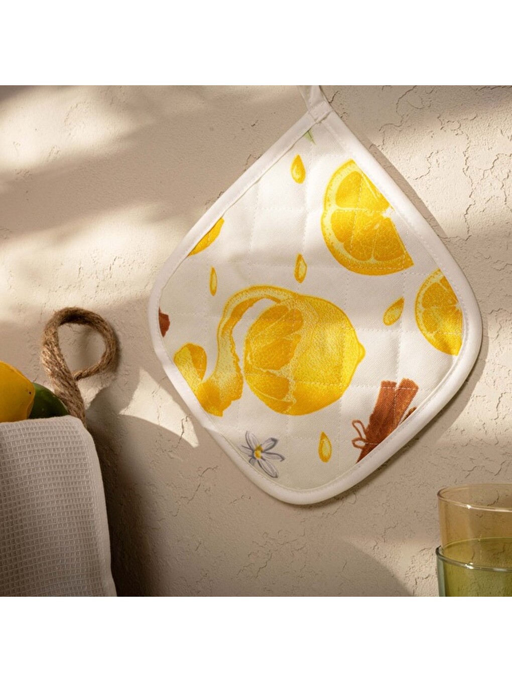 Lila Soft Nemo Fırın Eldiveni ve Tutaç - Ekru / Sarı - 17x28 cm + 20x20 cm-3