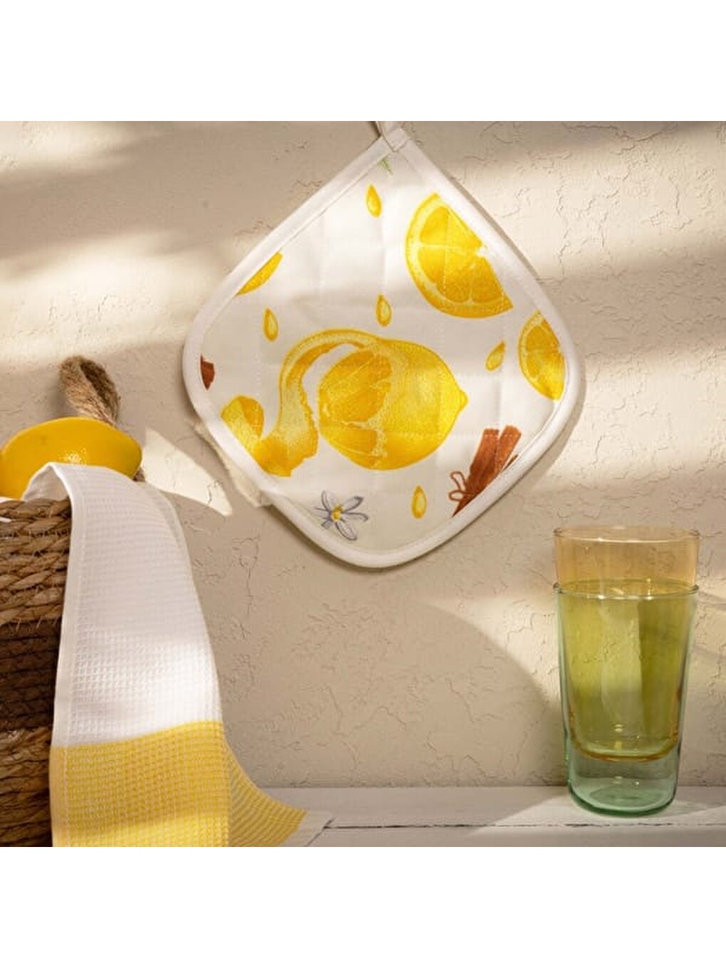 Lila Soft Nemo Fırın Eldiveni ve Tutaç - Ekru / Sarı - 17x28 cm + 20x20 cm-5