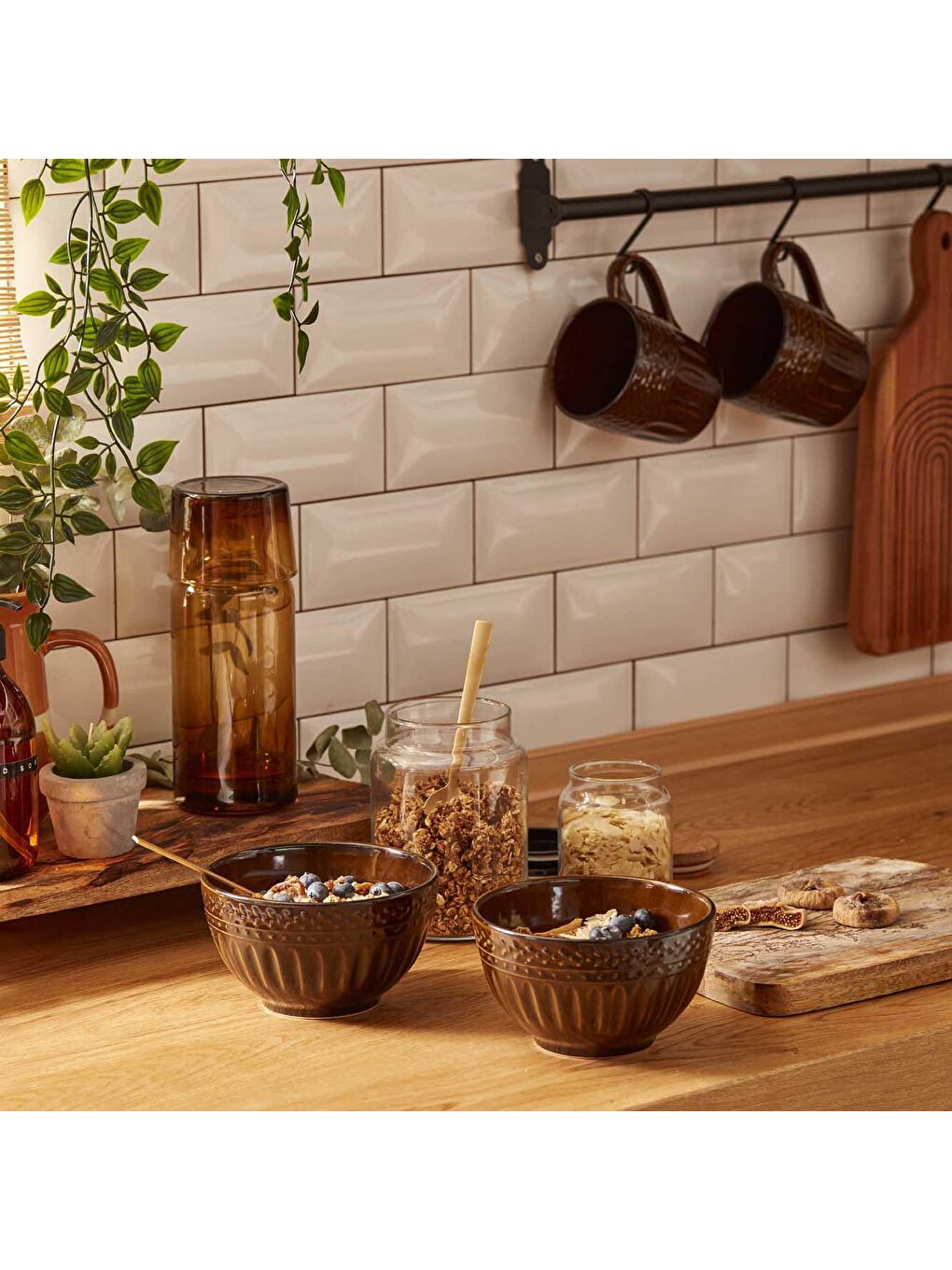 Olivia Seramik 4 Parça 2 Kişilik Kahvaltı Seti Kahverengi-1