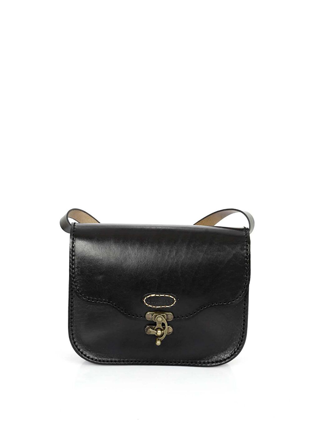 Siyah Hakiki Deri El İşçiliği Küçük Boy Kadın Omuz Ve Postacı Çantası K0601