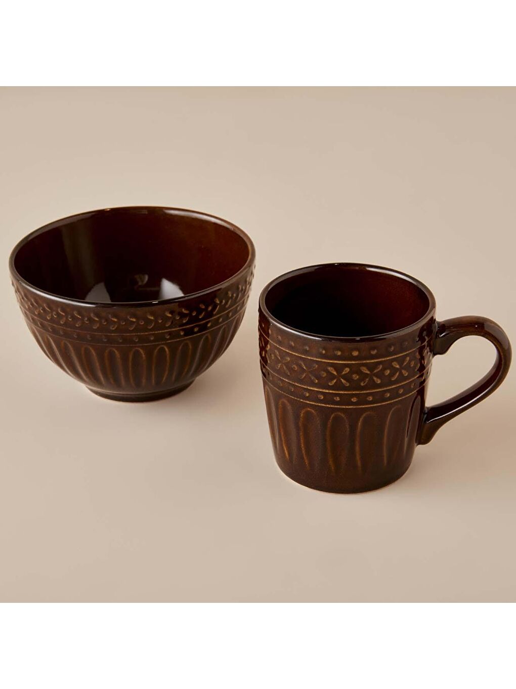 Olivia Seramik 4 Parça 2 Kişilik Kahvaltı Seti Kahverengi-3