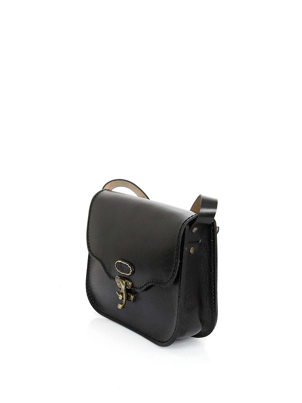 Siyah Hakiki Deri El İşçiliği Küçük Boy Kadın Omuz Ve Postacı Çantası K0601-2