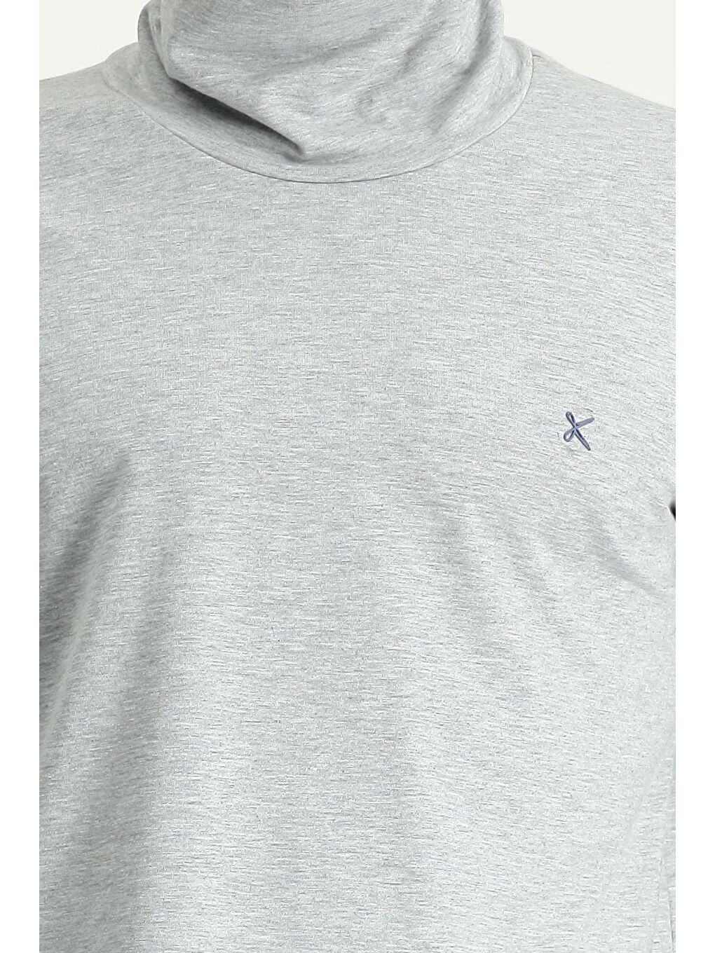 Gri Balıkçı Yaka Slim Fit Dar Kesim Pamuklu Sweatshirt-3