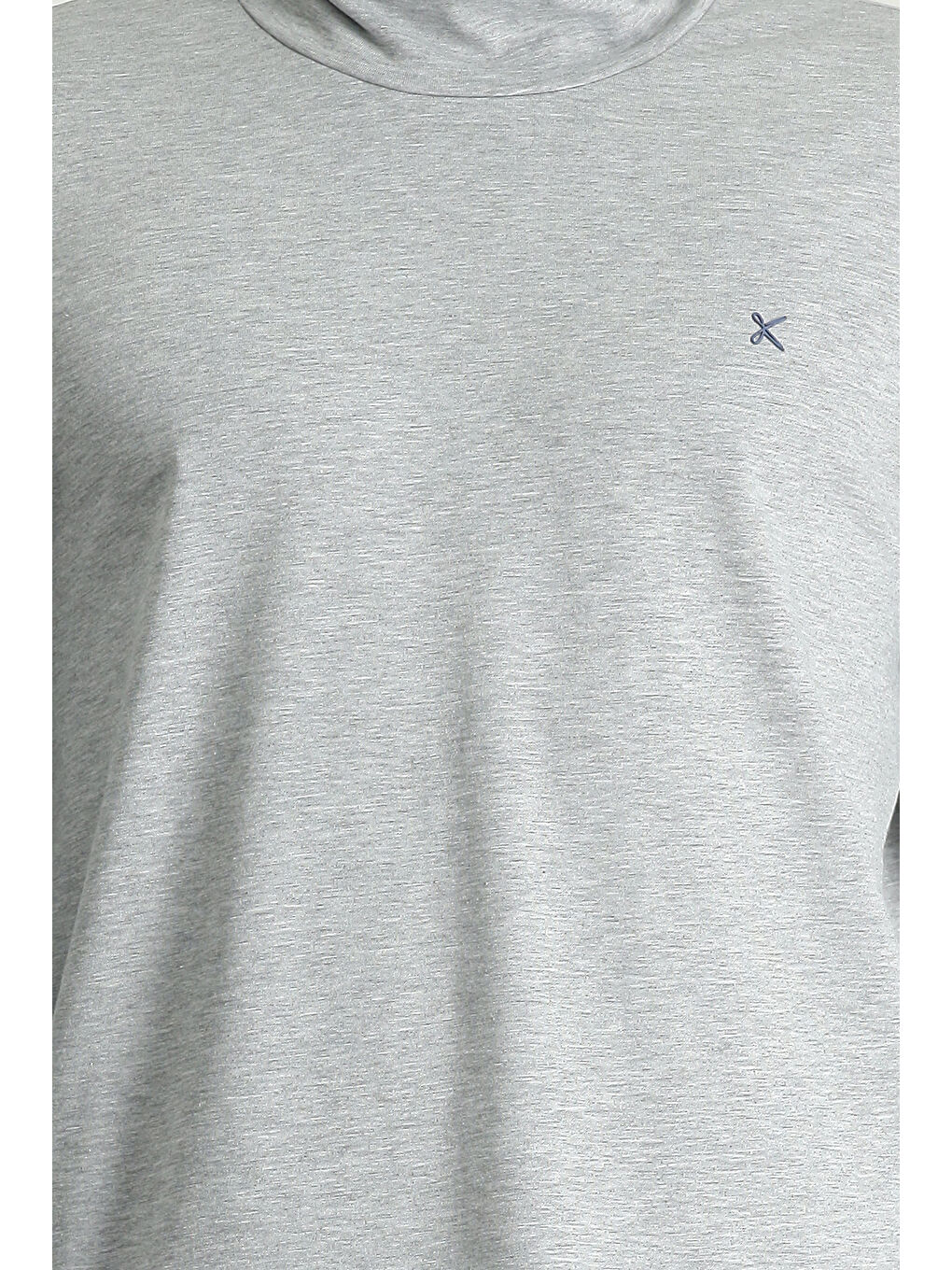 Gri Balıkçı Yaka Slim Fit Dar Kesim Pamuklu Sweatshirt-4