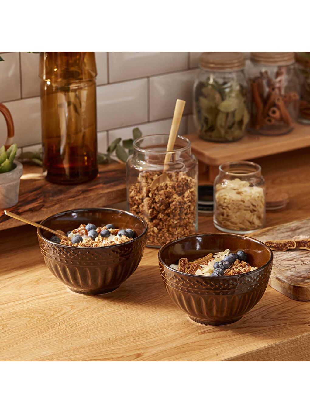 Olivia Seramik Çorba Kasesi 6'lı Kahverengi-1