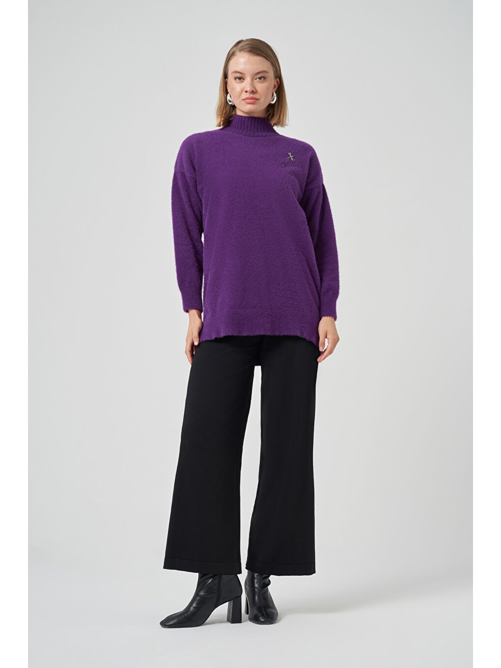 Angora Kazak Çıkartılabilir Broşlu 7000 Mor-4