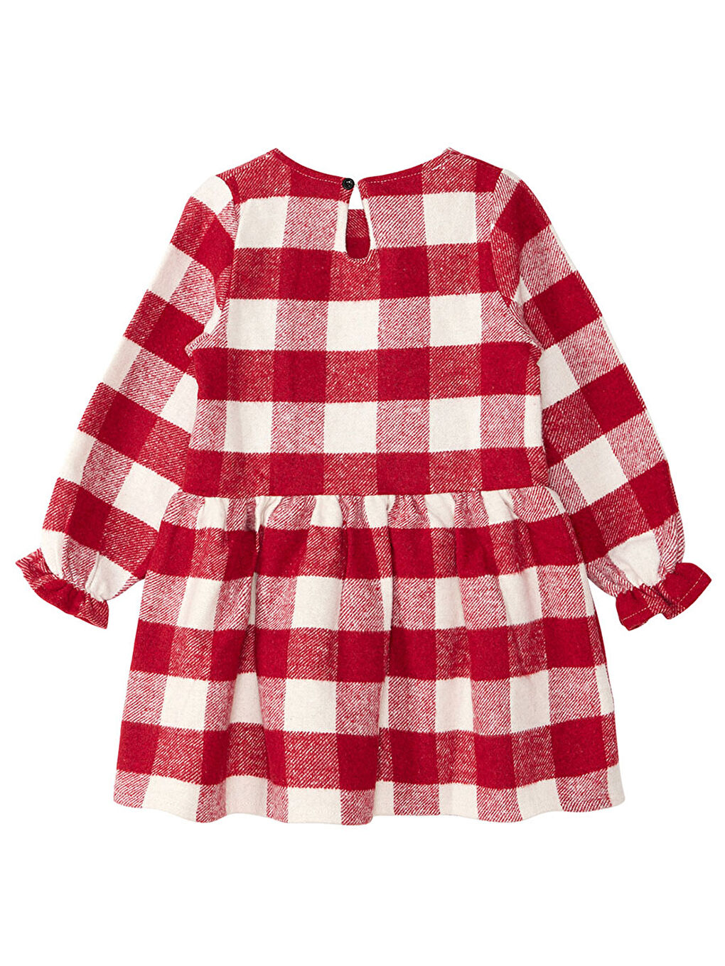 Karışık Tavşan Ekose Kalın Dokuma Kız Çocuk Elbise-3