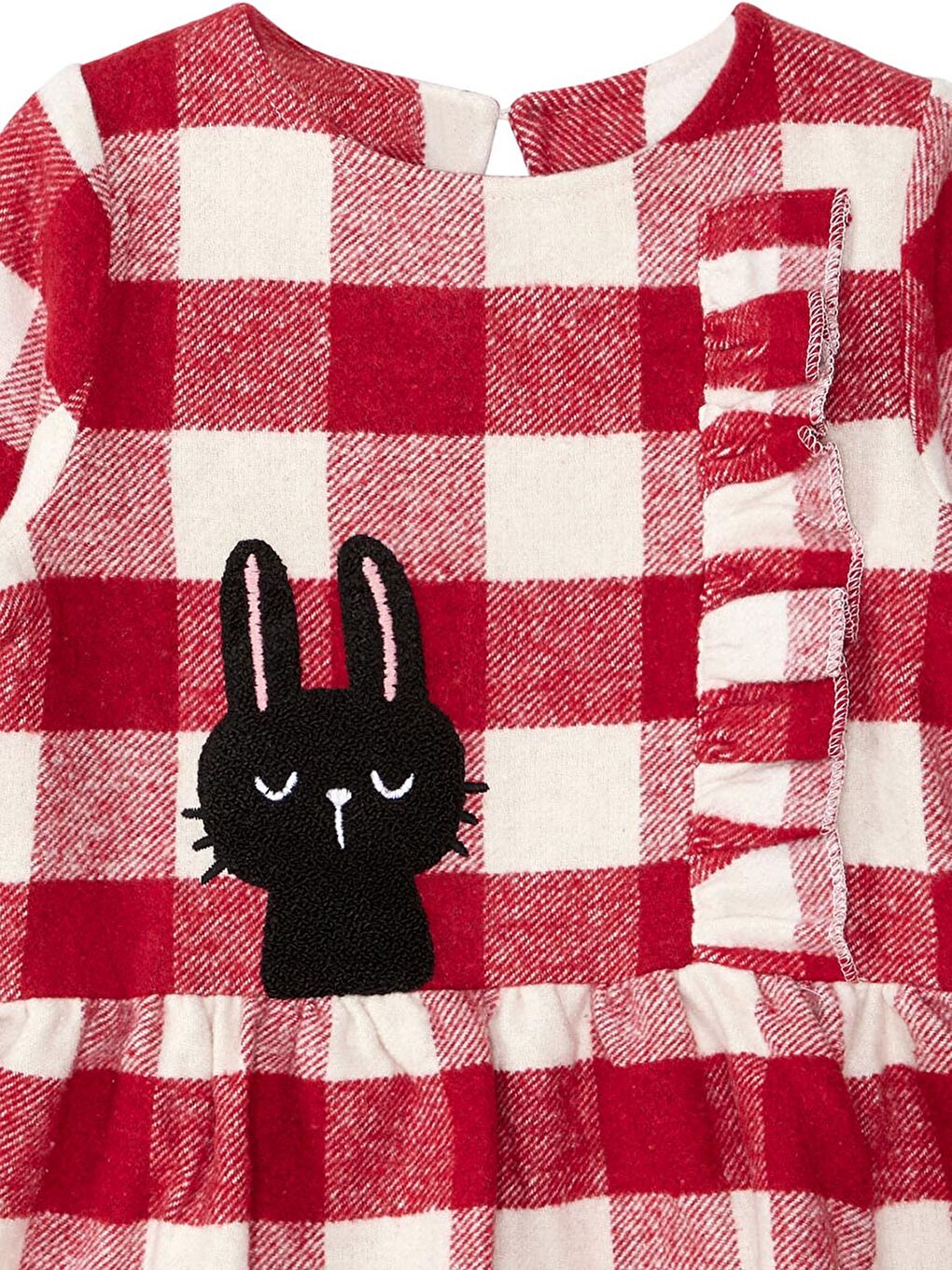 Karışık Tavşan Ekose Kalın Dokuma Kız Çocuk Elbise-4