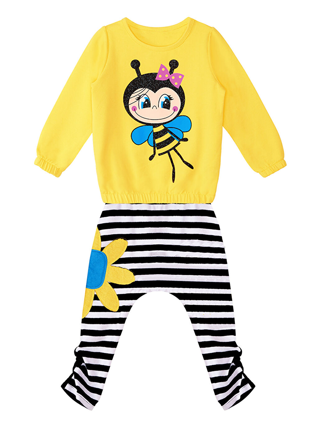 Karışık Bee Happy Arı Kız Çocuk Kadife Eşofman Takım-2