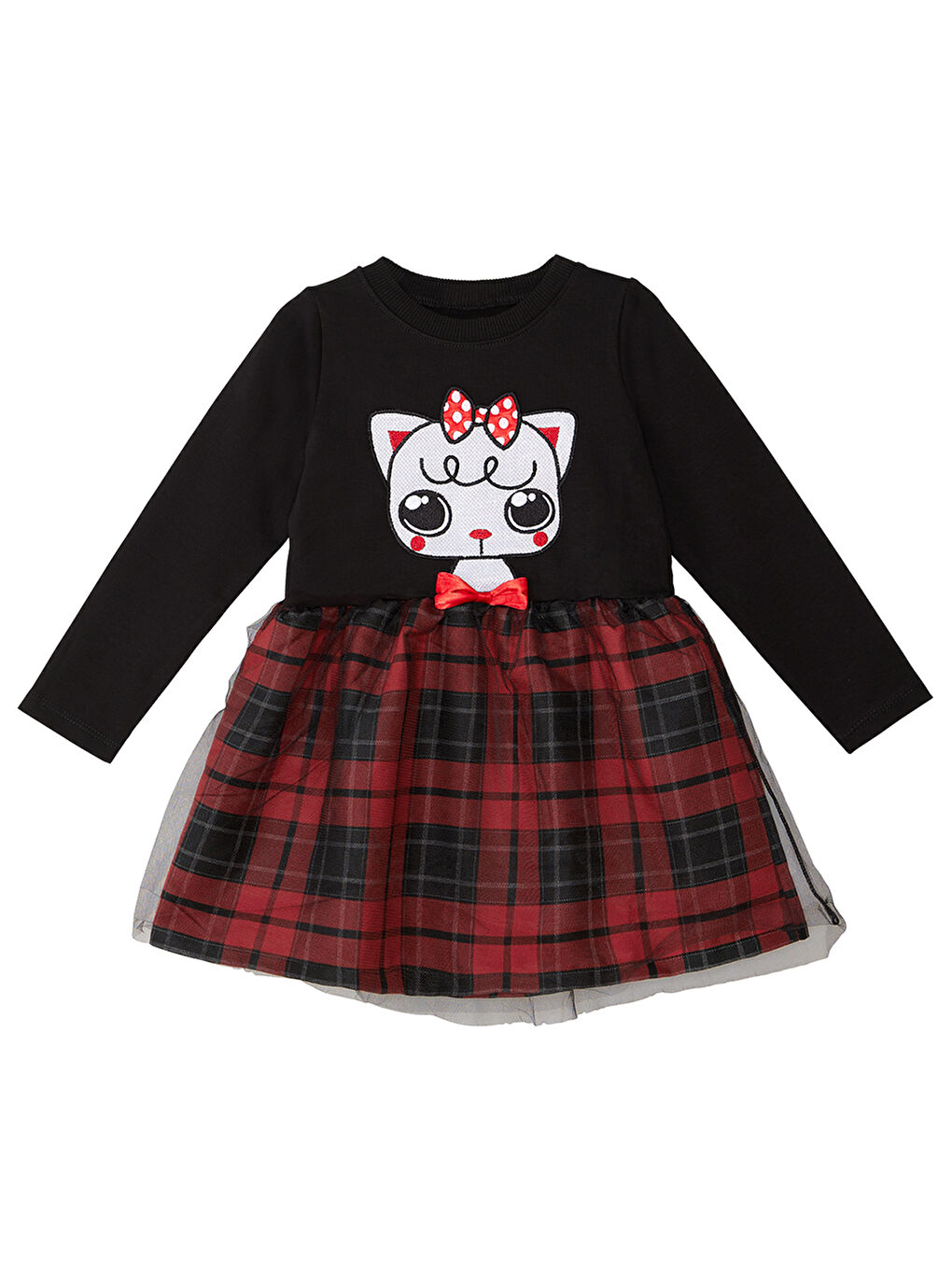 Karışık Kokoş Kedicik Kız Çocuk Elbise-2