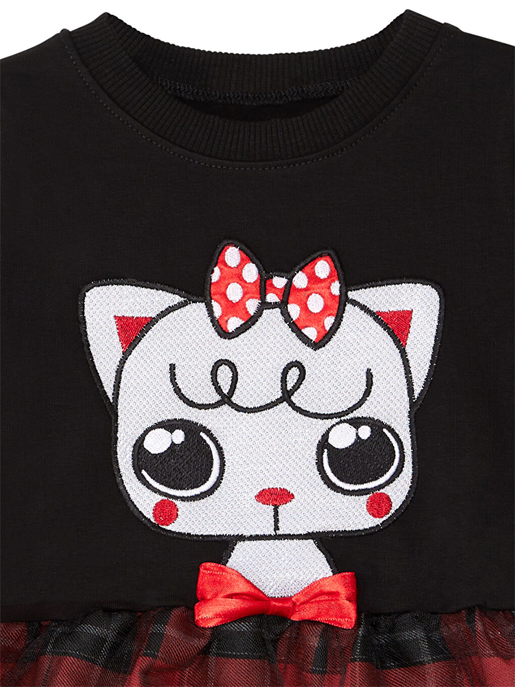 Karışık Kokoş Kedicik Kız Çocuk Elbise-4