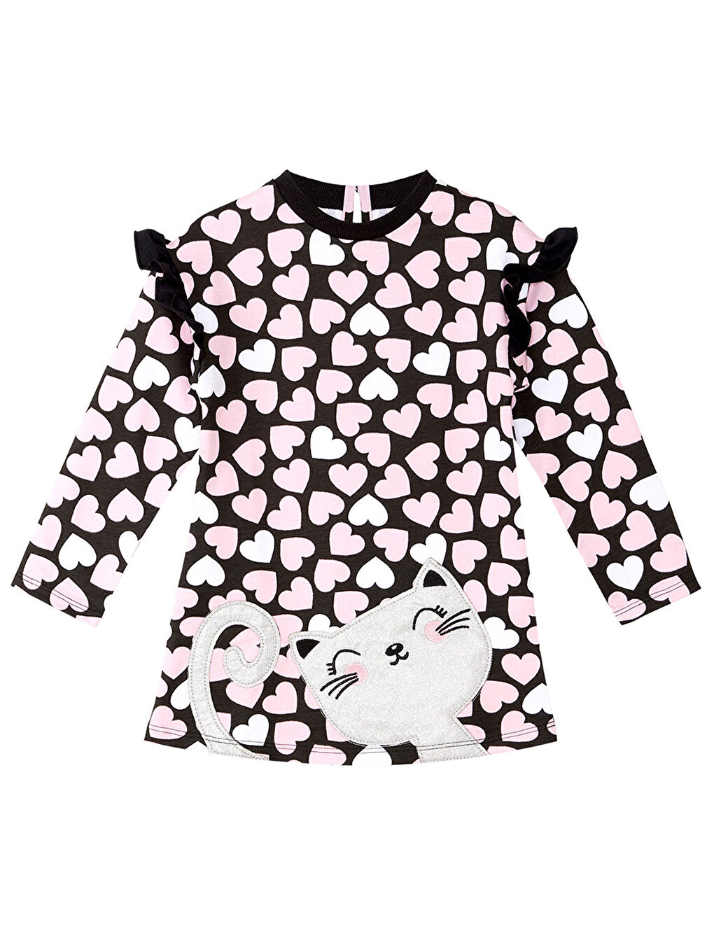 Karışık Gümüş Kalpli Kız Çocuk Elbise-2