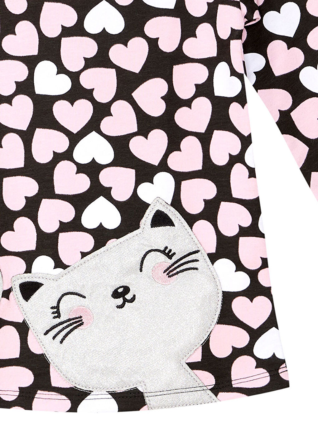 Karışık Gümüş Kalpli Kız Çocuk Elbise-4