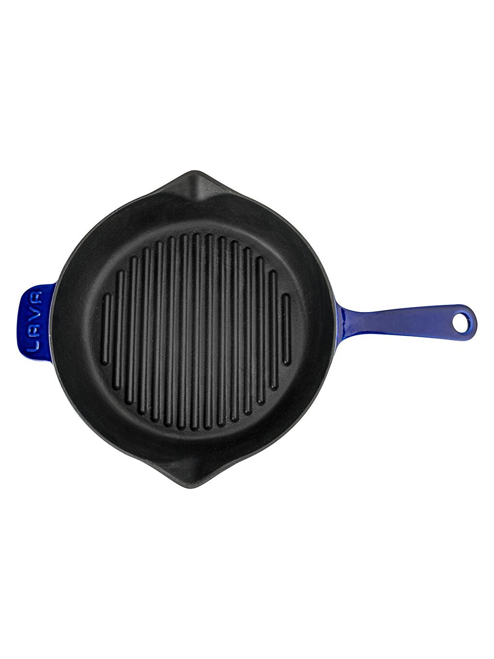 Mavi Yuvarlak Izgara Tavası Döküm Demir Yekpare Saplı Premium Serisi. Çap(Ø)28cm.-3