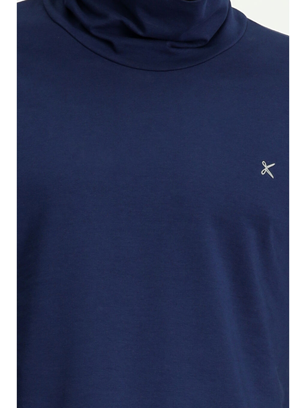 Lacivert Balıkçı Yaka Slim Fit Dar Kesim Pamuklu Sweatshirt-3