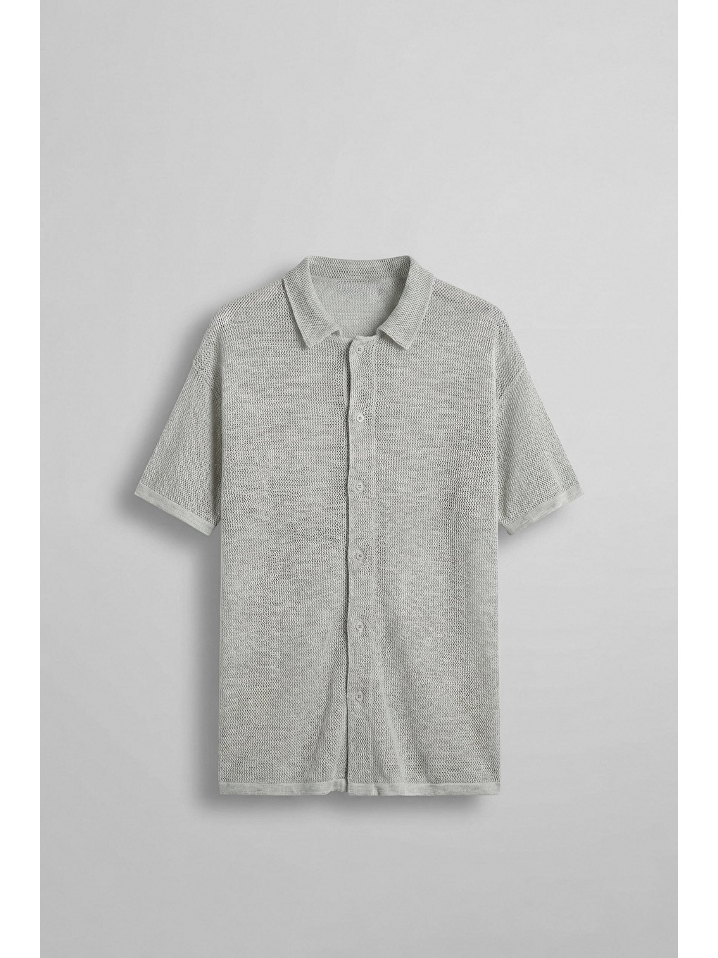 Erkek Oversize İnce Triko Gömlek Gri