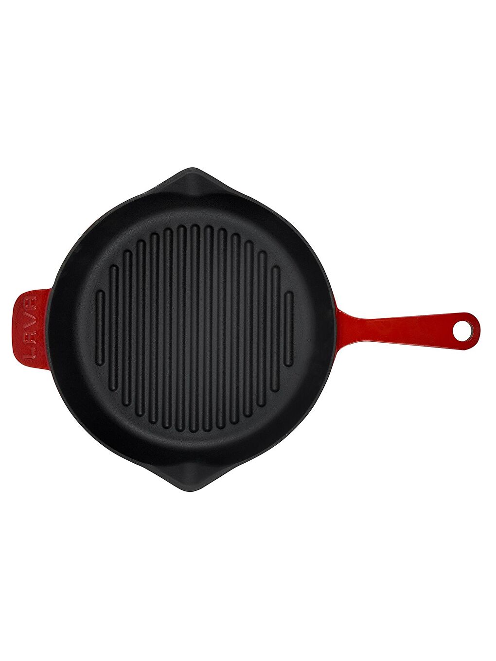 Kırmızı Yuvarlak Izgara Tavası Döküm Demir Yekpare Saplı Spring Serisi Çap(Ø)28cm.-1