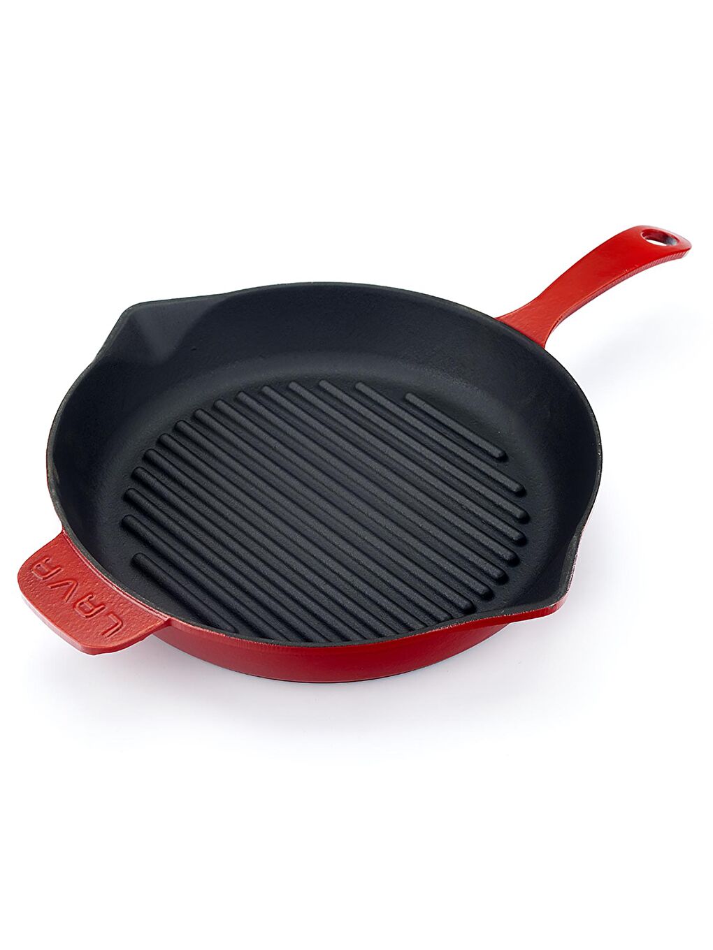 Kırmızı Yuvarlak Izgara Tavası Döküm Demir Yekpare Saplı Spring Serisi Çap(Ø)28cm.-2