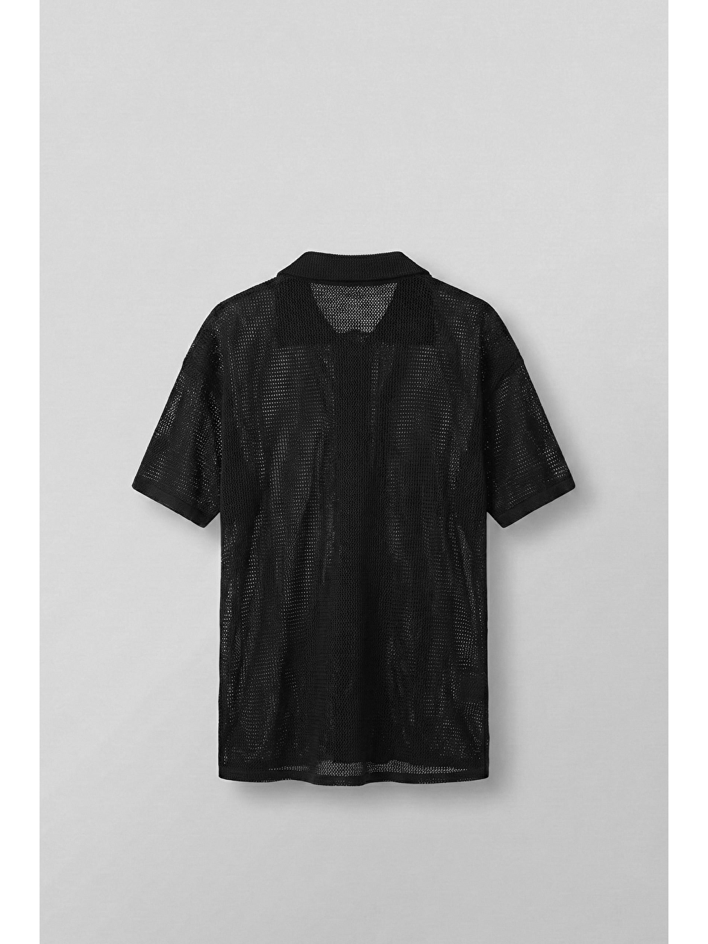 Erkek Oversize İnce Triko Gömlek Siyah-1