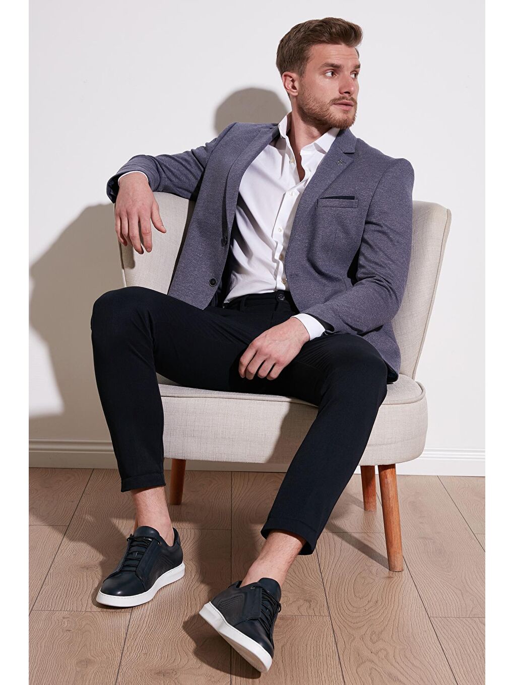 Lacivert Slim Fit 6 Drop Çift Yırtmaçlı Blazer Ceket SAVUE