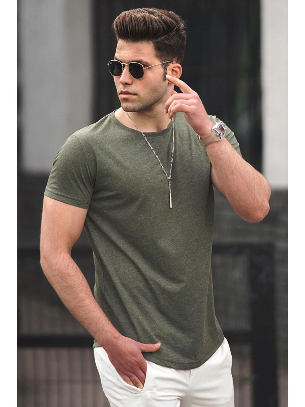 Haki Basic Erkek Tişört 4055
