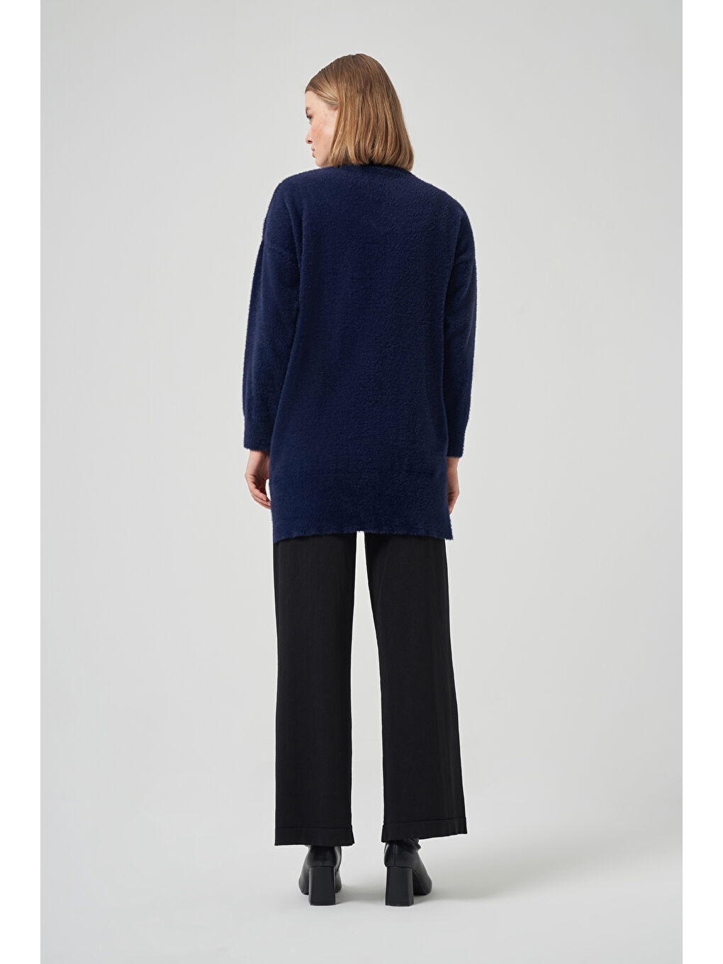 Boncuk İşlemeli Angora Kazak 7003 Lacivert-2