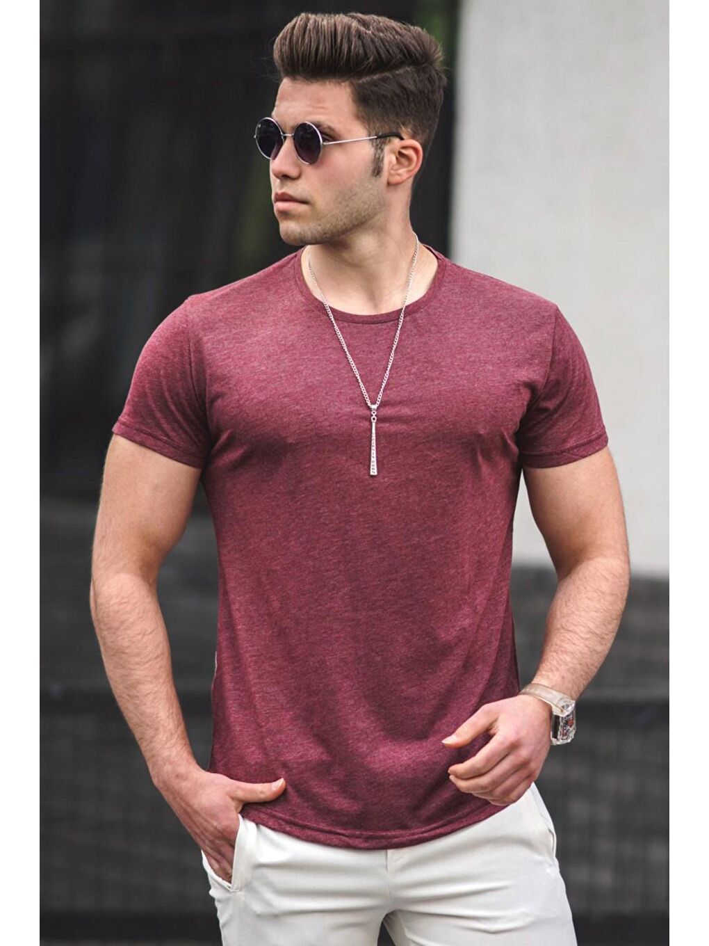 Bordo Basic Erkek Tişört 4055