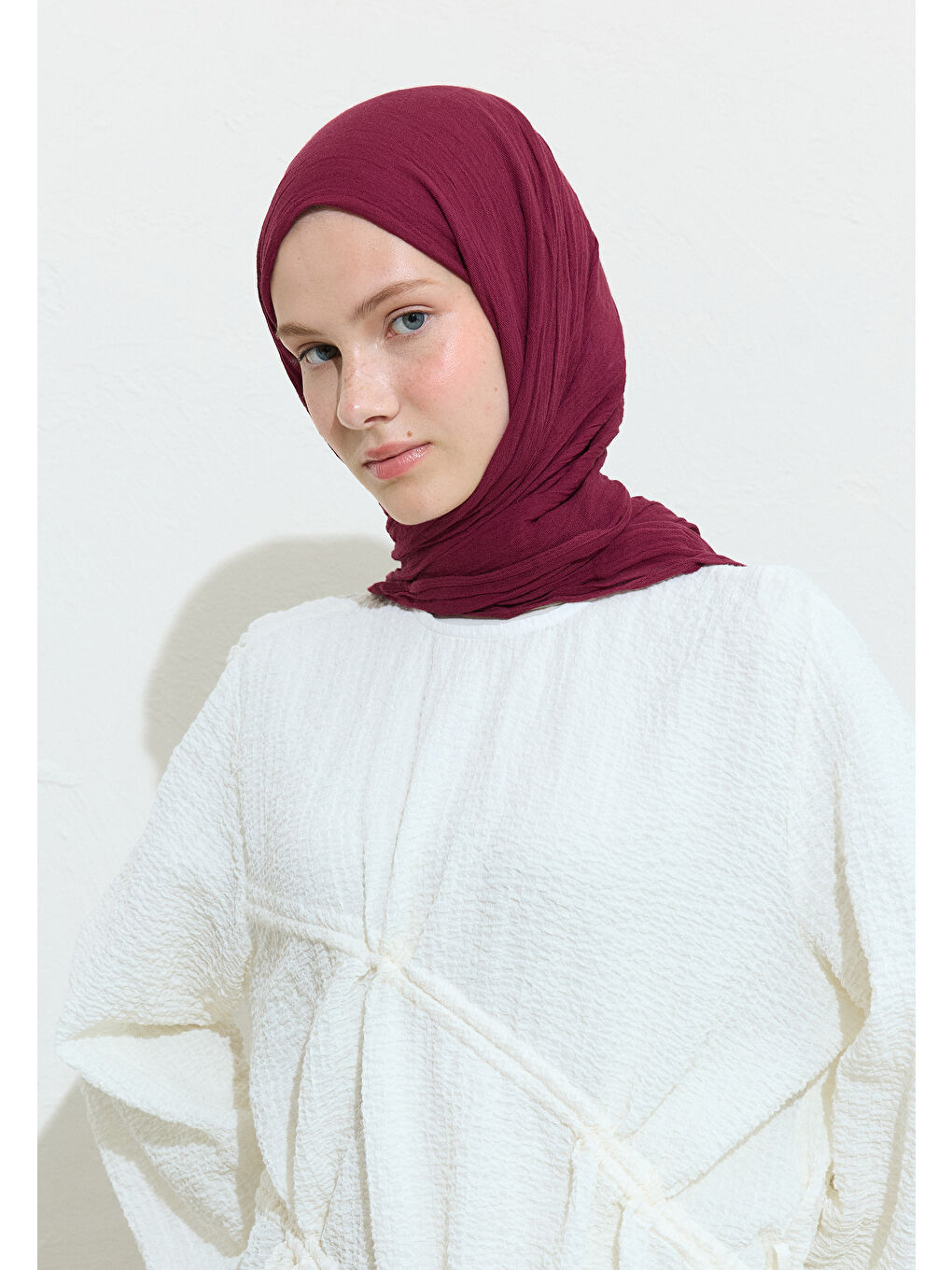 Kırmızı Cherry Pıe Pamuklu Keten Şal-1