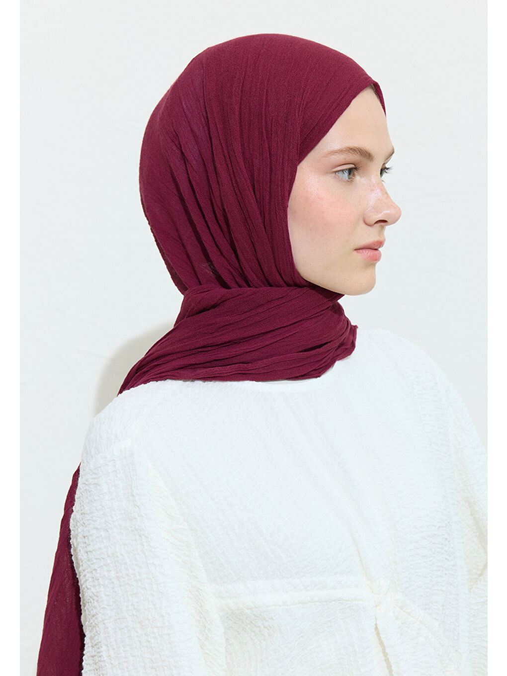 Kırmızı Cherry Pıe Pamuklu Keten Şal-3