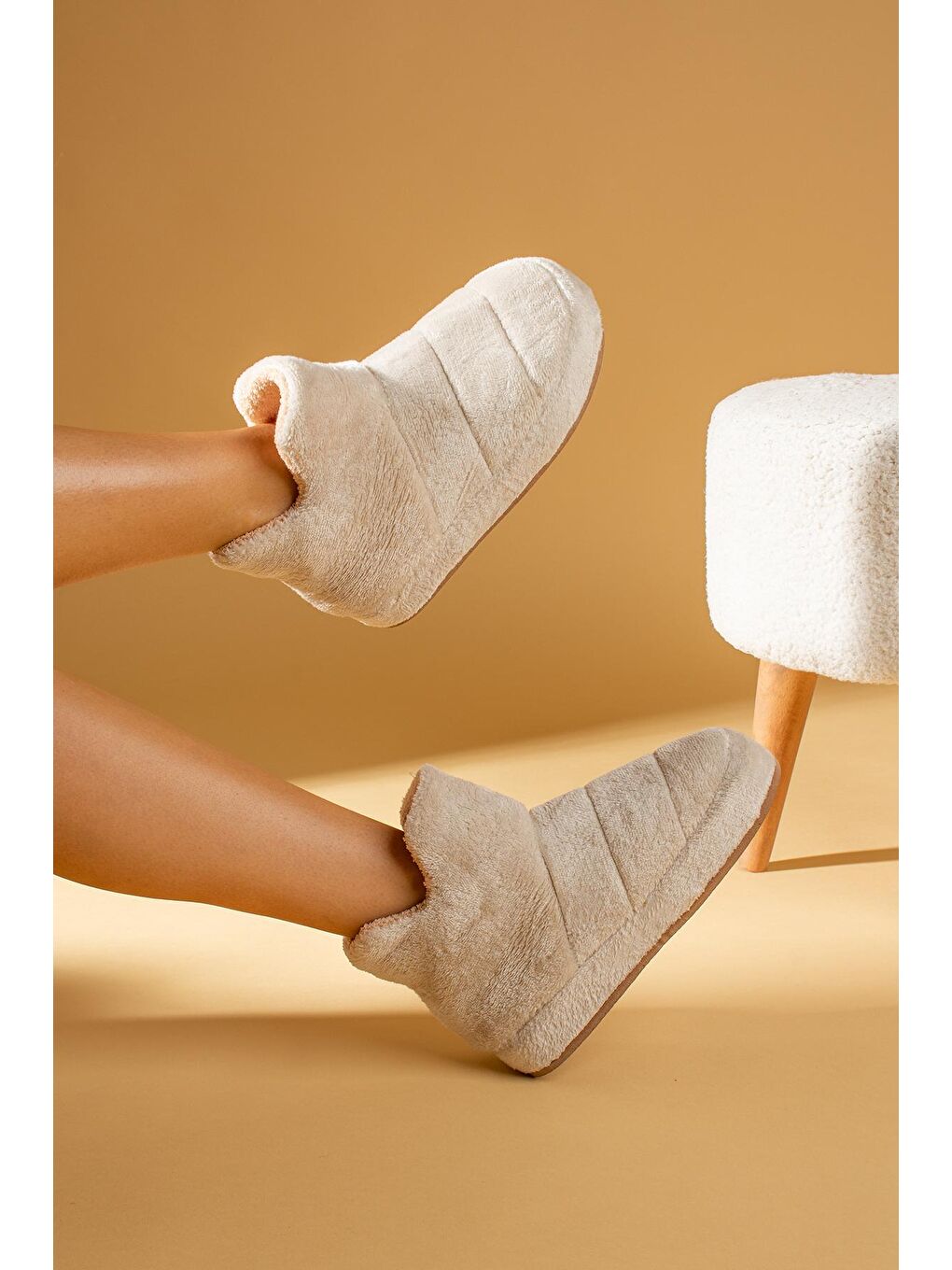 Bej Kalın Taban Polar Kadın Ev Botu 001-19-21-1