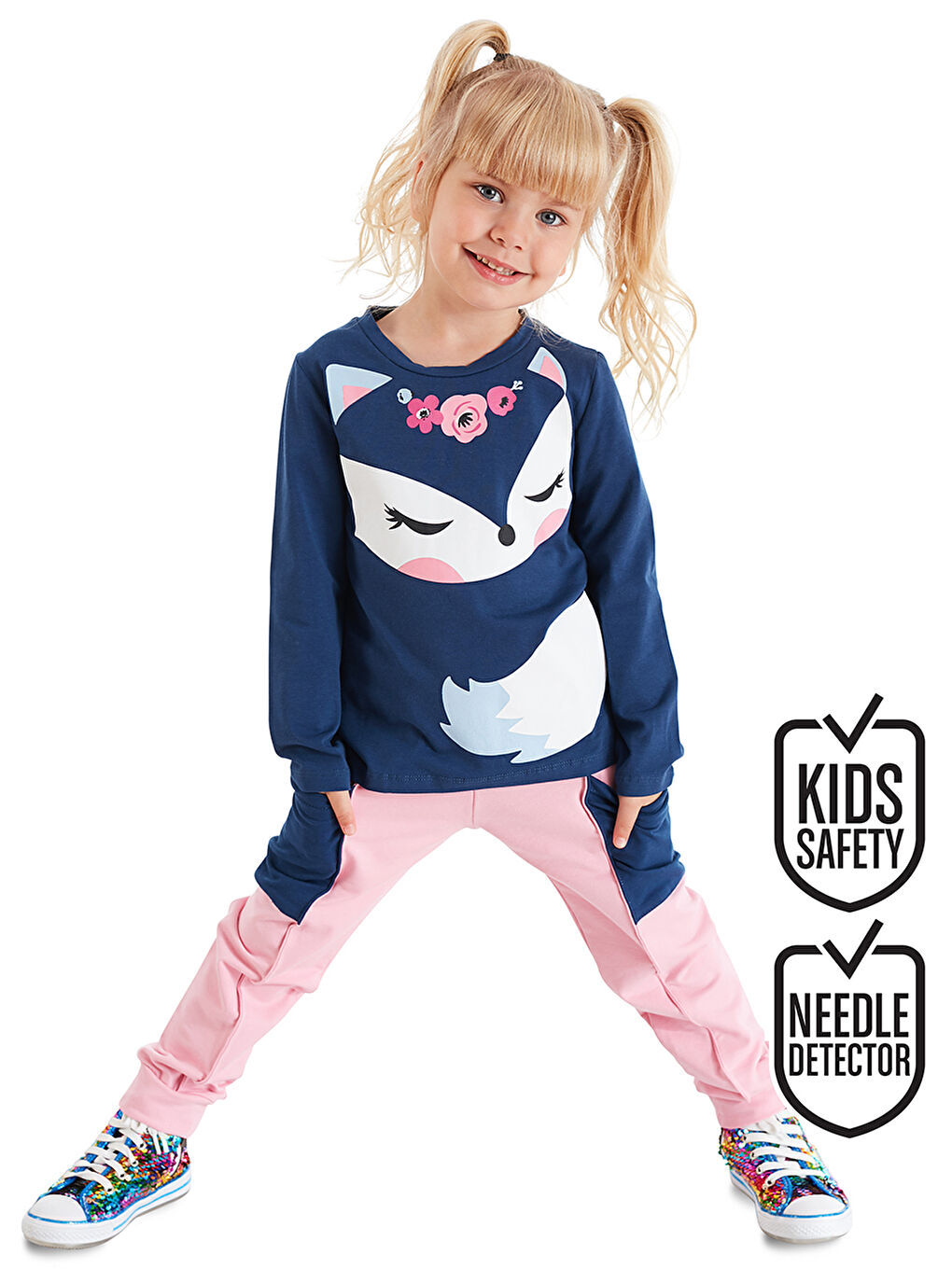 Karışık Cute Fox Kız Çocuk Tişört Pantolon Takım